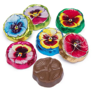 Madelaine Foiled Milk Chocolate Pansies Flowers 5lb Bulk